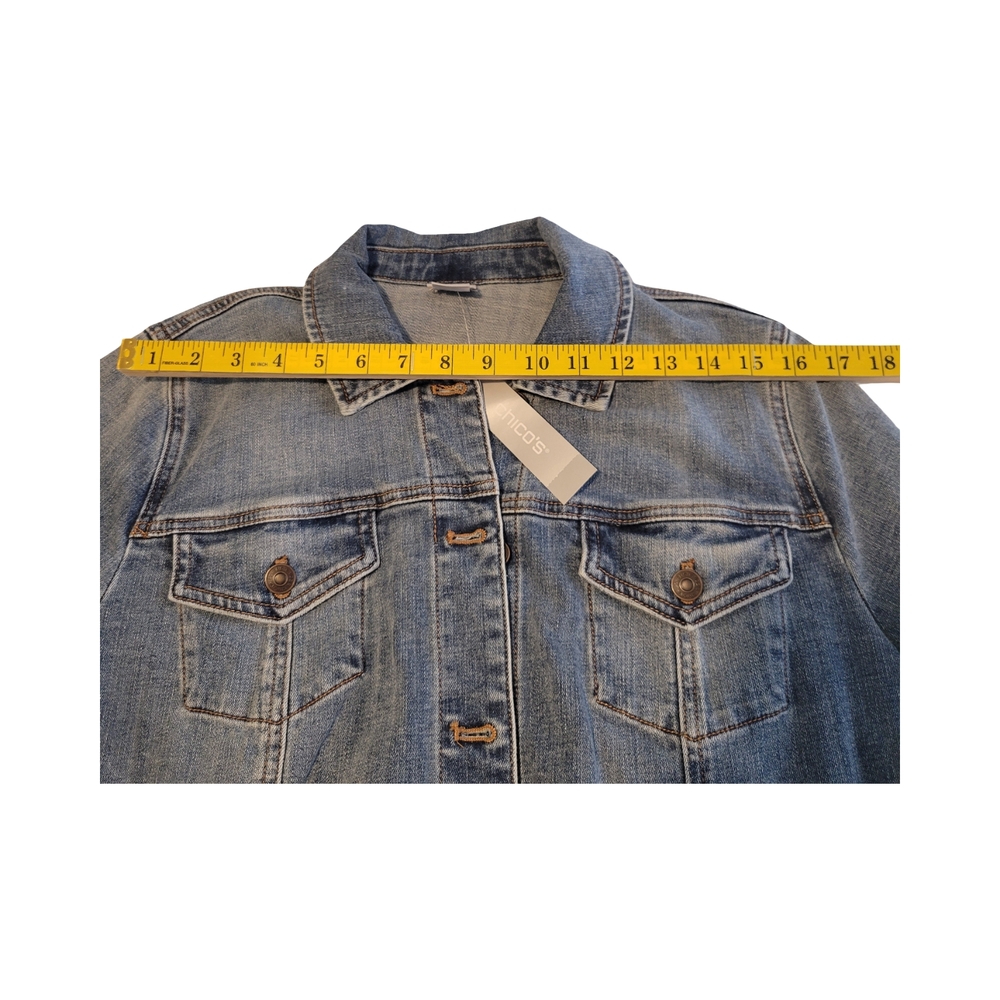 Chico's Blue Jean Jacket Relaxed Fit Timeless Design - Picture 7 of 13
